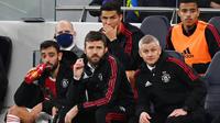 Carrick yang juga orang kepercayaan Ole ini diberi tugas memimpin Cristiano Ronaldo dan kawan-kawan hingga menemukan pelatih baru atau paling tidak hingga akhir musim. (AFP/Glyn Kirk)