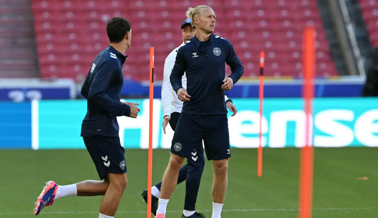 Di Euro 2020, Denmark tampil impresif dan mampu melaju ke babak semifinal.  (THOMAS KIENZLE/AFP)