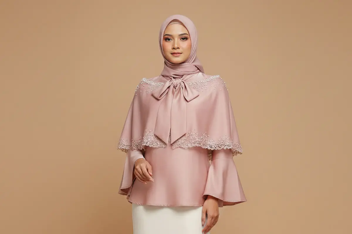 Model Blus Lebaran Satin Doff Biar Kelihatan Mewah. AI