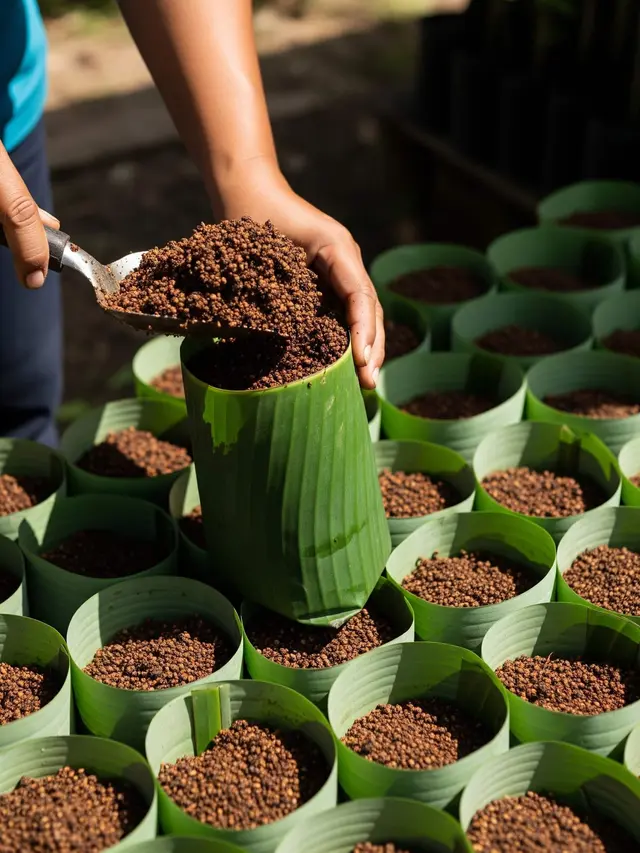 Cara Buat Polybag dari Daun Pisang