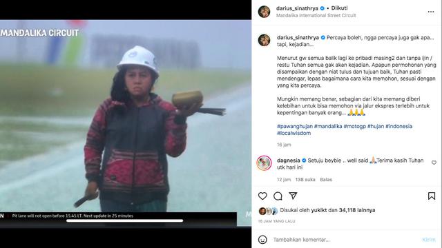 Viral Pawang Hujan di MotoGP Mandalika, Darius Sinathrya: Percaya Boleh, Nggak Juga Gak Apa-Apa