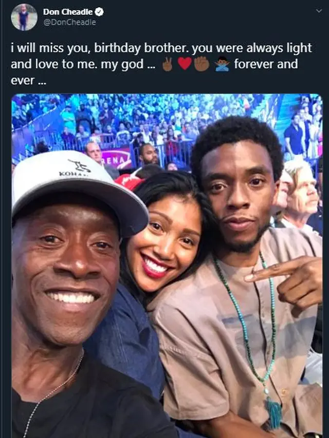 Unggahan Don Cheadle atas meninggalnya Chadwick Boseman (Twitter. DonCheadle)
