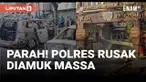 Polres Metro Jakarta Timur menjadi salah satu sasaran amukan massa, Sabtu dini hari. Bentrokan berujung pada pembakaran sejumlah kendaraan dan perusakan fasilitas kantor polisi.