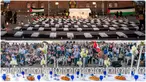 (Atas) Upacara peringatan "Children Pay the Price" untuk mendukung anak-anak Gaza di Alun-Alun Balai Kota, Kopenhagen, Denmark, Jumat (27/10/2023). (Bawah) Para pendukung Israel berdiri di depan meja hari shabbat yang kosong sebagai simbol sandera yang diambil selama serangan Hamas terhadap Israel di Lincoln Memorial, Washington, Amerika Serikat, Jumat (27/10/2023). (Mads Claus Rasmussen/Ritzau Scanpix via AP) / (AP Photo/J. Scott Applewhite)