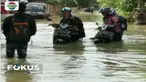 Selain rumah dan jalan, banjir juga merendam belasan hektare sawah yang baru satu bulan ditanami padi.