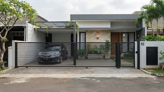 Pintu Pagar Geser Besi Hollow Minimalis (AI Generated)