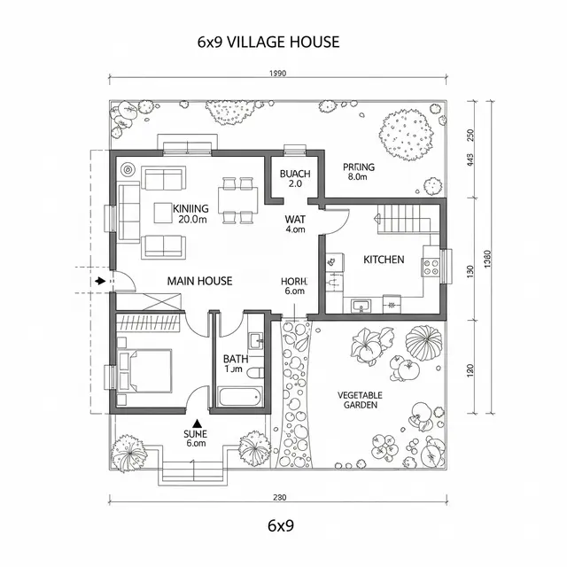12 Gambar Denah Rumah Sederhana Ukuran 6x9 di Kampung, Hemat Lahan dan