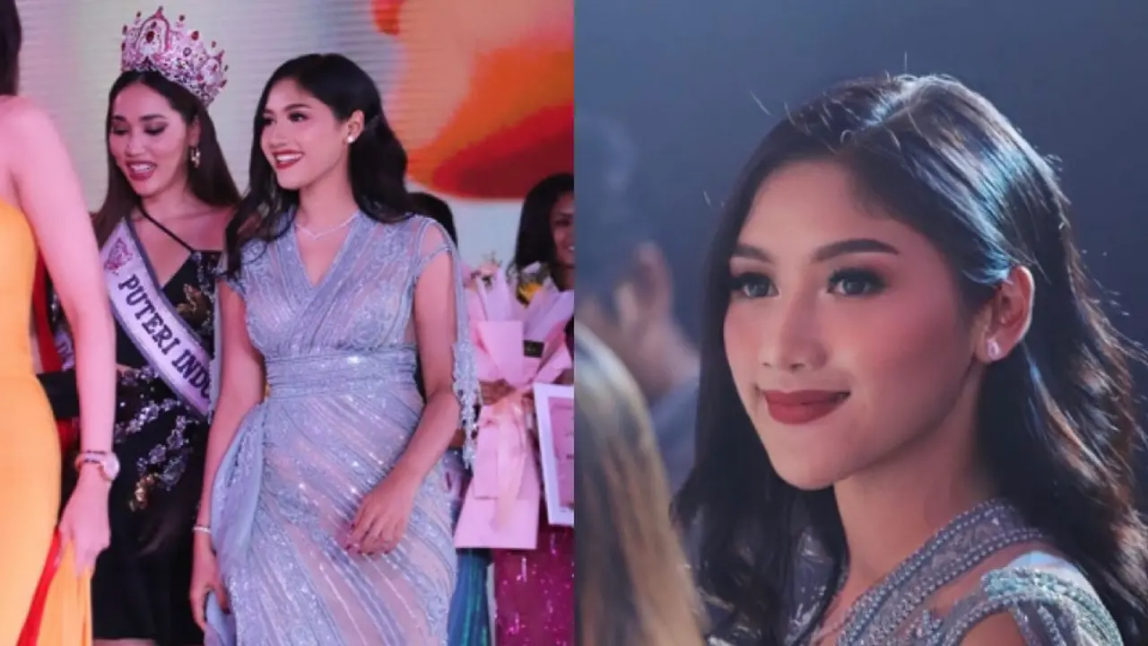 Gaya Elegan Erina Gudono Dibalut Gaun Biru dan Makeup Bold saat Jadi Juri Preliminary Putri Indonesia 2023