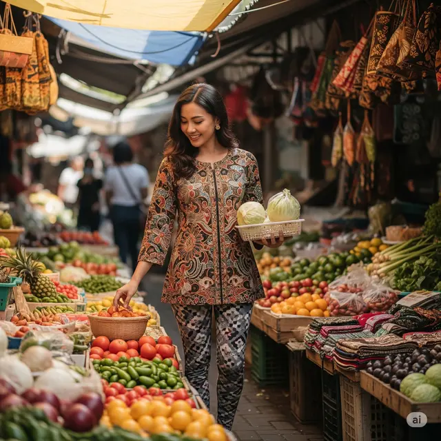 Inspirasi Outfit Ibu-Ibu ke Pasar yang Tidak Pasaran. Foto: Gemini