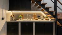Dapur di Bawah Tangga dengan Sentuhan Industrial/Dapur 2x2 Meter Rumah Type 30 dengan Konsep Industrial Unfinished Look (Sumber: gemini.com)