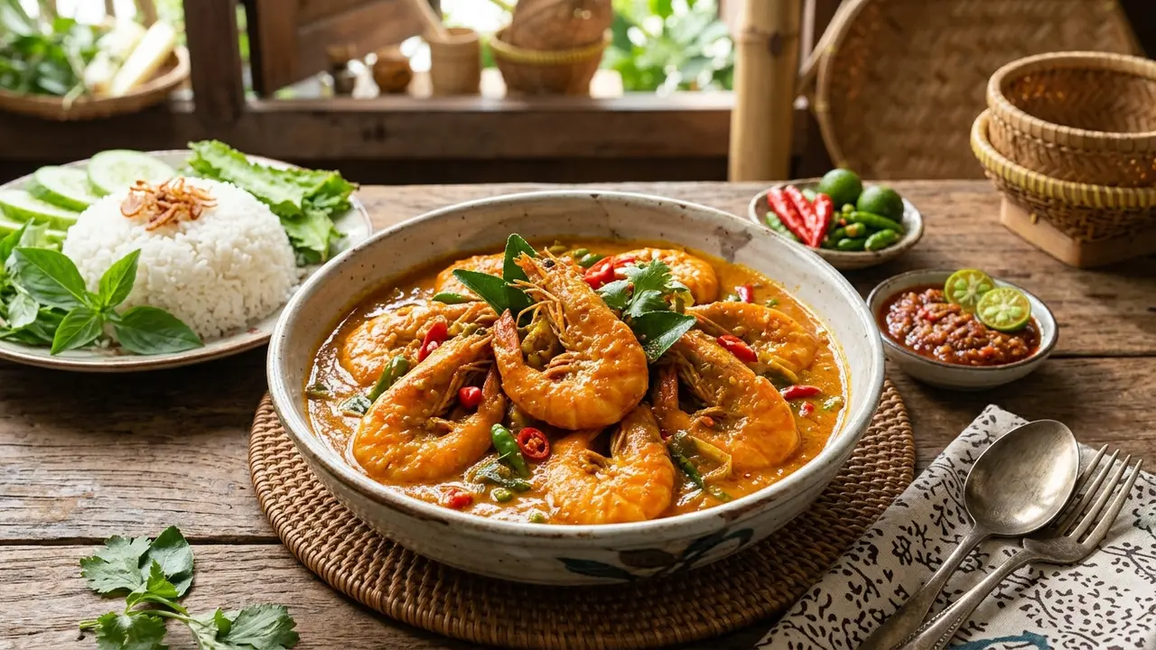 Udang Masak Tempoyak dengan Bumbu Pedas (AI Generated)