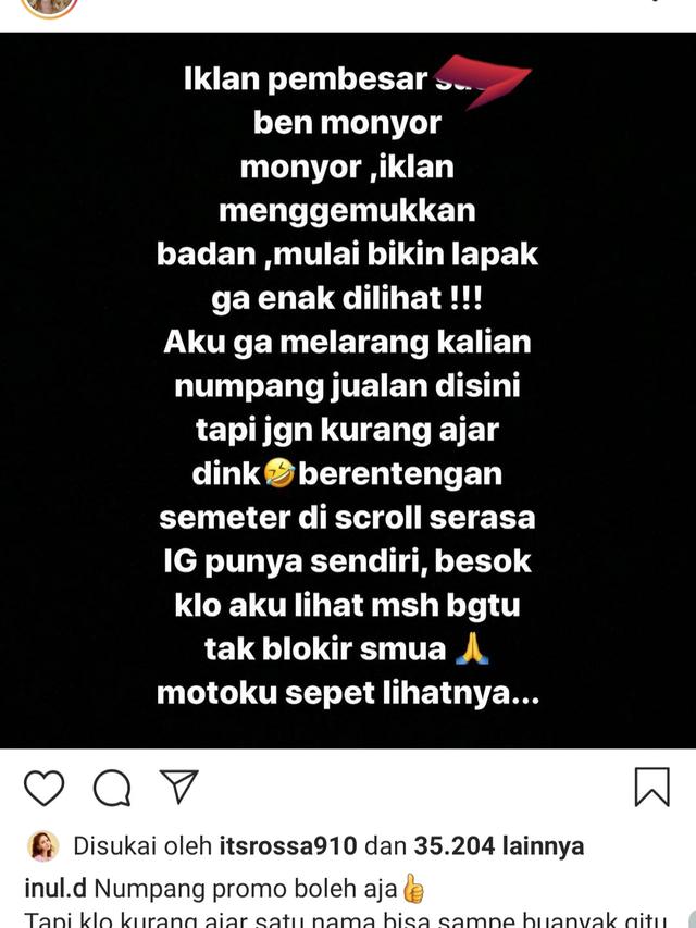 Inul Daratista Jengkel Kolom Komentar Akun Instagramnya Dijajah Pedagang Pembesar Payudara Showbiz Liputan6 Com