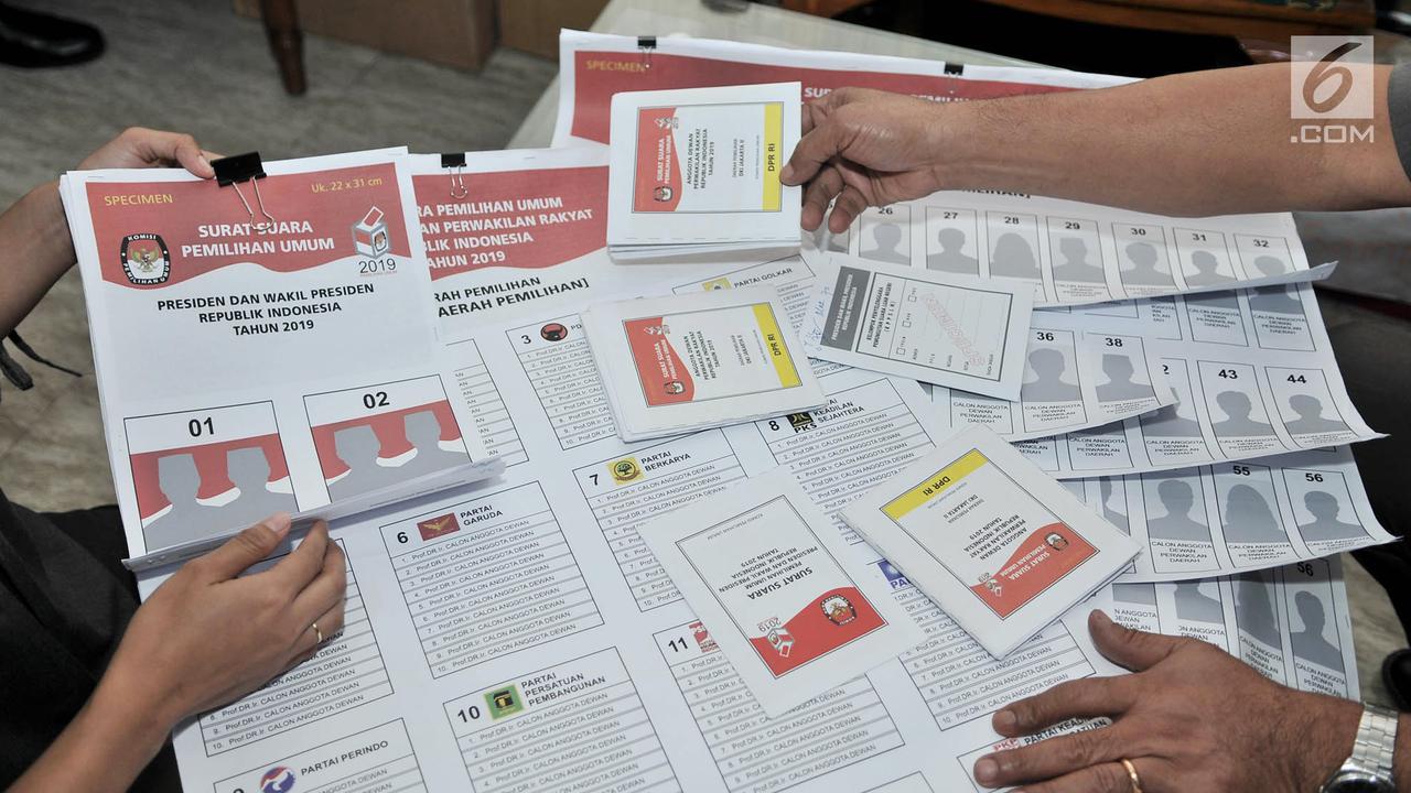 KPU Perkenalkan Surat Suara Pemilu 2019