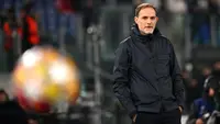 Pelatih Bayern Munchen, Thomas Tuchel pada laga leg pertama 16 besar Liga Champions 2023/2024 melawan Lazio di Olympic Stadium, Roma, Italia, Kamis (15/02/2024) WIB. (AFP/Alberto Pizzoli)