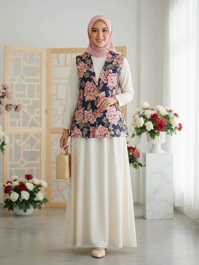 7 Model Gamis Terbaru Kombinasi Rompi, Tampil Modis dan Elegan untuk Segala Acara