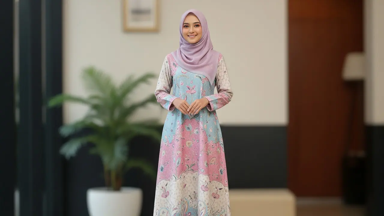 9 Model Gamis Batik Pastel Motif Lembut untuk Acara Keluarga Sederhana