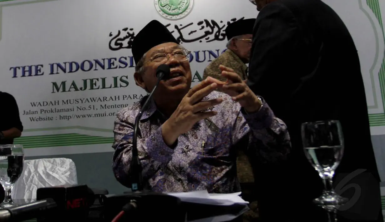 Wakil Ketua MUI Pusat Ma'ruf Amin saat jumpa pers di kantor MUI, Jakarta, Kamis (13/11/2014).  (Liputan6.com/Johan Tallo)