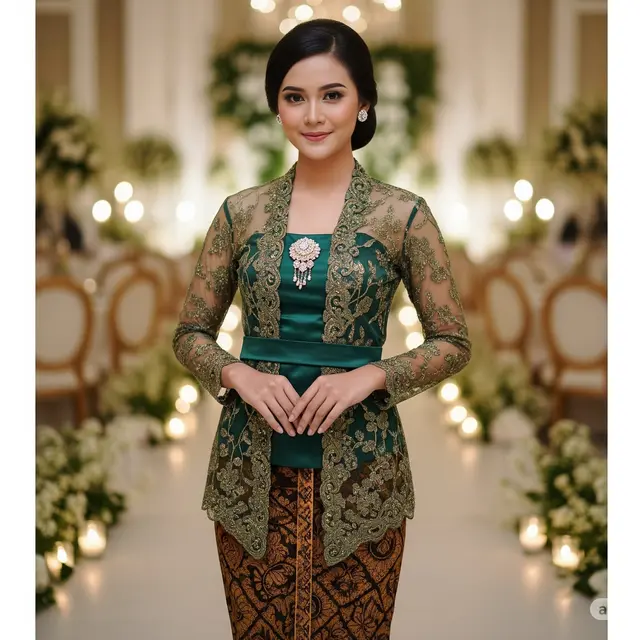 Seragam Among Tamu Brokat Semi-Transparan + Kain Dalam