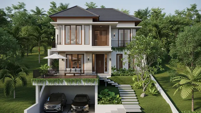 Split Level pada Area Garasi atau Carport