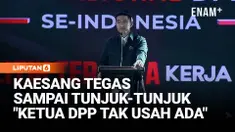 Ketua Umum PSI Kaesang Pangarep memberikan sambutan saat pembukaan Rakernas PSI, Kamis (29/1). Dalam sambutannya, Kaesang ingin PSI menjadi partai yang besar.