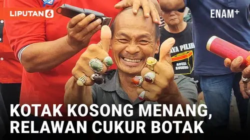VIDEO: Kotak Kosong Menang, Relawan Kompak Cukur Botak