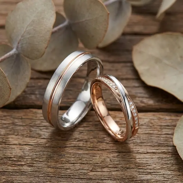 Ilustrasi Cincin Two-Tone Perak dengan Sentuhan Rosegold