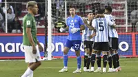 Pemain Argentina merayakan gol ke gawang Bolivia pada lanjutan Kualifikasi Piala Dunia 2026 (AFP)
