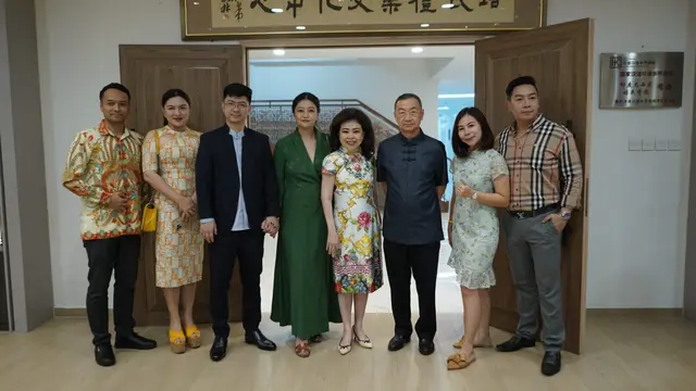 Vicky Shu di acara  Afternoon Gathering di Bina Bangsa (BBS) Oriental Cultural Center, yang berlokasi di Kebon Jeruk, Jakarta Barat, pada Jumat (11/8/2023).