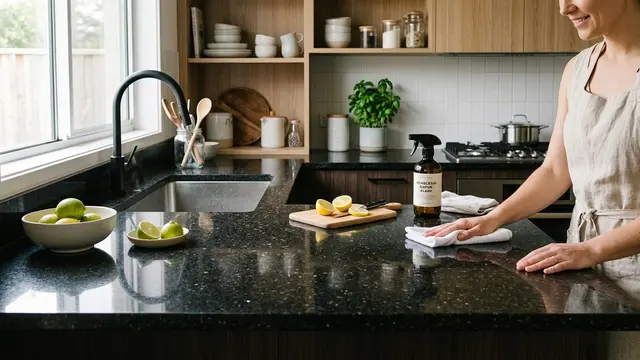 Meja Dapur Granit Warna Gelap (AI Generated)