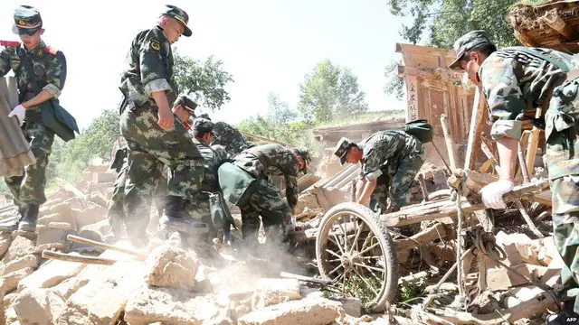Dampak gempa bumi di Provinsi Gansu, Barat Laut China pada 22 Juli 2013. (AFP)