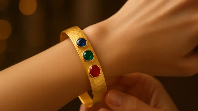 Model Gelang Emas Cuff Kombinasi 22K