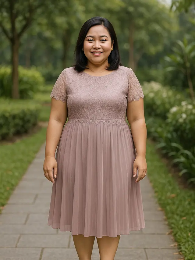 Model Dress Brokat Panjang untuk Badan Gemuk Terbaru 2025 (Foto: ChatGPT)