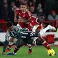 Gelandang Manchester United Amad Diallo dalam pertandingan Liga Inggris melawan Nottingham Forest di&nbsp;The City Ground, Sabtu, 30 Desember 2023. (Darren Staples / AFP)