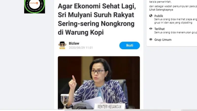 Penelusuran Sri Mulyani Menyuruh Rakyat Sering Nongkrong di Warung Kopi