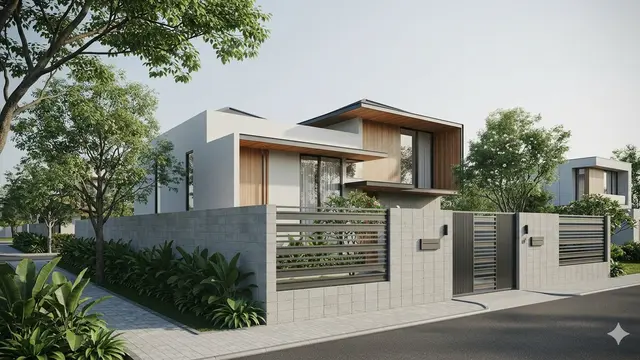 Desain Pagar Beton Ekspos dan Besi yang Sedang Tren pada Rumah Modern 2026/Gemini AI