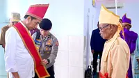 Presiden Joko Widodo atau Jokowi dianugerahi gelar adat oleh Dewan Adat Talaud, Sulawesi Utara. (Foto: Muchlis Jr - Biro Pers Sekretariat Presiden)