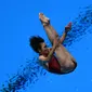 Atlet loncat indah saat tampil di final springboard 1m putri Asian Games 2018, Aquatic Centre, GBK, Jakarta, Jumat (31/8). Nomor ini dimenangkan oleh Wang Han asal China yang berhasil mendapatkan total skor 323.55. (Merdeka.com/Imam Buhori)