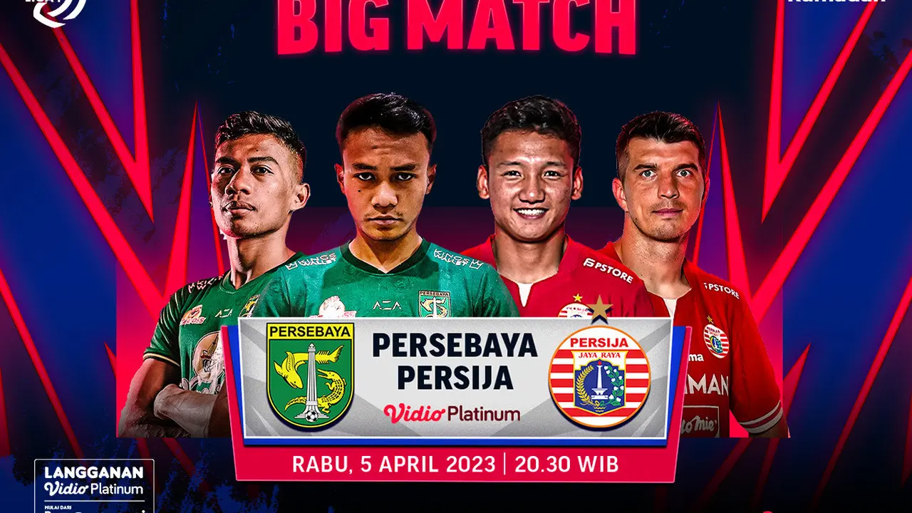 Link Live Streaming BRI Liga 1 : Persebaya vs Persija di Vidio, 5 April 2023