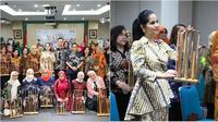 Annisa Pohan di perayaan Hari Batik Kementerian ATR/BPN, tampil menawan sambil main angklung. (sumber: Instagram/agusyudhoyono/annisayudhoyono)