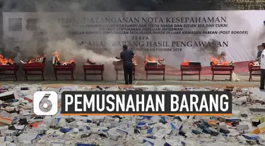 Menteri Perdagangan melakukan pemusnahan barang impor tanpa izin. Barang itu hasil pengawasan tata niaga impor di luar kawasan pabean pada 2019.