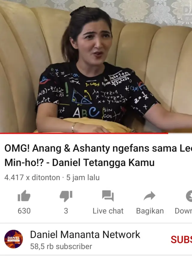 Unggahan Daniel Mananta. (Foto: YouTube Daniel Mananta Network)