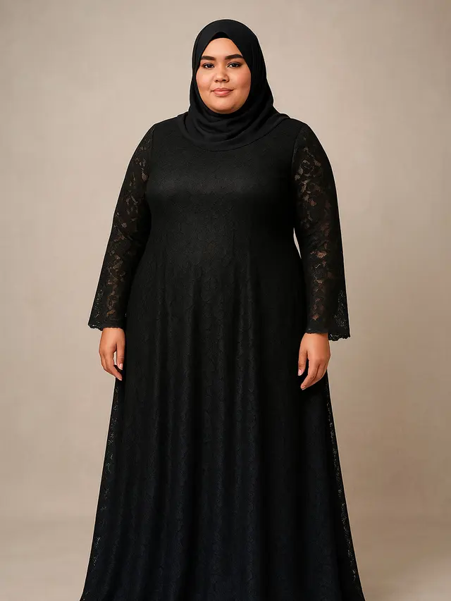 5 Tips Memilih Model Gamis Brokat untuk Orang Plus Size, Tampil Lebih Percaya Diri