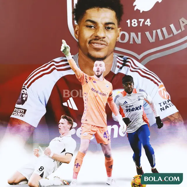 Ilustrasi - Marcus Rashford, McTominay, De Gea, Anthony Elanga