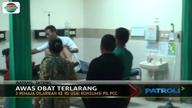 Tiga remaja di Batang, Jawa Tengah, dilarikan ke rumah sakit karena diduga mengkonsumsi obat PCC.