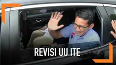 Cawapres Sandiaga Uno sampaikan keinginannya terkait UU ITE usai jenguk Ahmad Dhani di rutan Cipinang hari Kamis (31/1).