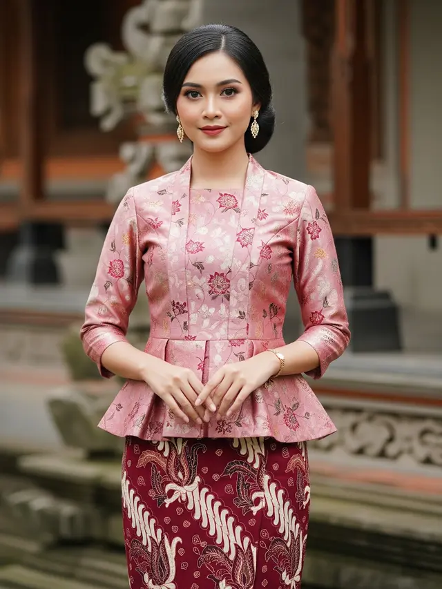 Model Kombinasi Warna Atasan Brokat dan Bawahan Batik (Image by Gemini AI)