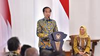 Presiden Jokowi memberikan sambutan pada Penyampaian LHP LKPP Tahun 2021 oleh Ketua BPK Isma Yatun kepada Presiden Jokowi, di Istana Kepresidenan Bogor, Jabar, Kamis (23/06/2022). (Foto: Humas Setkab/Agung)