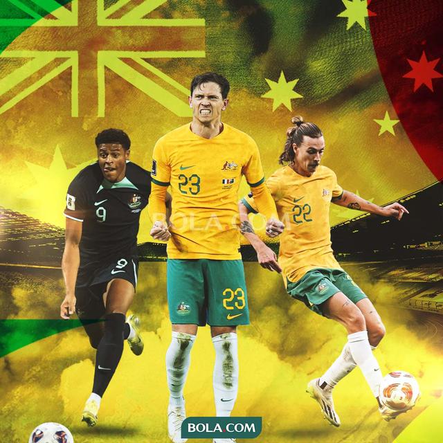 Ilustrasi - Trio pemain Timnas Australia