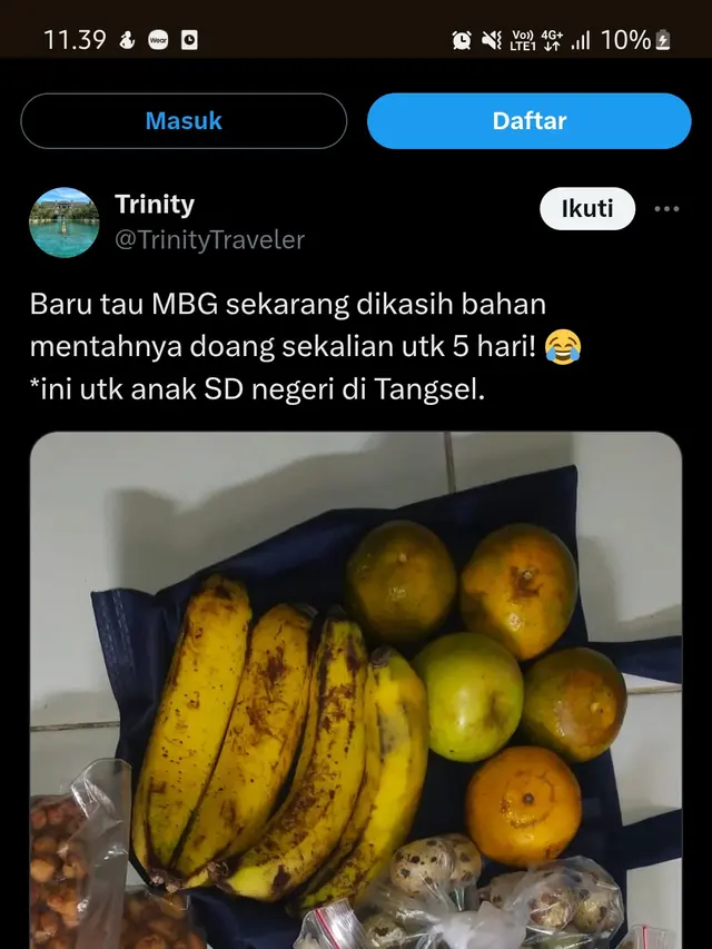 Siswa SD Negeri di Tangsel Hanya Diberi Menu MBG Beras, Bagaimana Penjelasannya?
