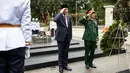 Usai memeriksa pasukan jajar kehormatan, keduanya langsung masuk untuk melakukan pertemuan bilateral secara tertutup. (Aditya Irawan/AFP)